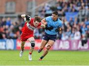 14 June 2025; Ethan Doherty of Derry in action against Theo Clancy of Dublin during the GAA Football All-Ireland Senior Championship Round 3 match between Dublin and Derry at Páirc Esler in Newry, Down. Photo by Thomas Flinkow/Sportsfile