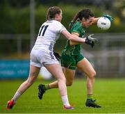 14 June 2025; Aoibhín Cleary of Meath is tackled by Aoife Rattigan of Kildare during the TG4 All-Ireland Ladies Football Senior Championship Round 3 match between Kildare and Meath at Manguard Plus Kildare GAA Centre of Excellence in Newbridge, Kildare. Photo by Ray McManus/Sportsfile