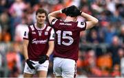 14 June 2025; Matthew Thompson of Galway reacts after a missed opportunity on goal during the GAA Football All-Ireland Senior Championship Round 3 match between Galway and Armagh at Kingspan Breffni in Cavan. Photo by Ben McShane/Sportsfile