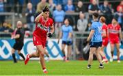 14 June 2025; Shane McGuigan of Derry celebrates a two-point score during the GAA Football All-Ireland Senior Championship Round 3 match between Dublin and Derry at Páirc Esler in Newry, Down. Photo by Ramsey Cardy/Sportsfile