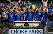 14 June 2025; Leinster captain Jack Conan, centre, lifts the cup with team-mates after their side's victory in the United Rugby Championship Grand Final match between Leinster and Vodacom Bulls at Croke Park in Dublin. Photo by David Fitzgerald/Sportsfile