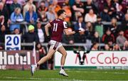 14 June 2025; Robert Finnerty of Galway celebrates after scoring his side's second goal during the GAA Football All-Ireland Senior Championship Round 3 match between Galway and Armagh at Kingspan Breffni in Cavan. Photo by Ben McShane/Sportsfile