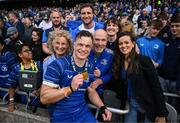 14 June 2025; Josh van der Flier of Leinster with his family after the United Rugby Championship Grand Final match between Leinster and Vodacom Bulls at Croke Park in Dublin. Photo by David Fitzgerald/Sportsfile