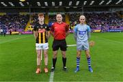 # June 2025; Referee Eamonn Furelong with Kilkenny captain Larry Phelan and Waterford captain James Comerford before the Electric Ireland GAA All-Ireland Minor Championship semi-final match between Kilkenny and Waterford Chadwicks Wexford Park in Wexford. Photo by Matt Browne/Sportsfile