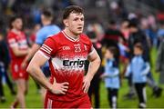 14 June 2025; Lachlan Murray of Derry after his side's defeat in the GAA Football All-Ireland Senior Championship Round 3 match between Dublin and Derry at Páirc Esler in Newry, Down. Photo by Ramsey Cardy/Sportsfile