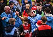 14 June 2025; Con O'Callaghan of Dublin takes a selfie with a Derry supporter the GAA Football All-Ireland Senior Championship Round 3 match between Dublin and Derry at Páirc Esler in Newry, Down. Photo by Ramsey Cardy/Sportsfile