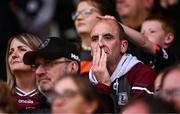 14 June 2025; A Galway supporter reacts late on during the GAA Football All-Ireland Senior Championship Round 3 match between Galway and Armagh at Kingspan Breffni in Cavan. Photo by Ben McShane/Sportsfile