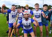 14 June 2025; Shane Power,12, of Waterford and his team-mates celebrate after the Electric Ireland GAA All-Ireland Minor Championship semi-final match between Kilkenny and Waterford Chadwicks Wexford Park in Wexford. Photo by Matt Browne/Sportsfile