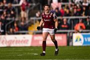14 June 2025; Shane Walsh of Galway celebrates after kicking his side's match winning free during the GAA Football All-Ireland Senior Championship Round 3 match between Galway and Armagh at Kingspan Breffni in Cavan. Photo by Ben McShane/Sportsfile