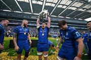 14 June 2025; Joe McCarthy of Leinster, centre, and team-mates after the United Rugby Championship Grand Final match between Leinster and Vodacom Bulls at Croke Park in Dublin. Photo by Brendan Moran/Sportsfile