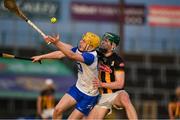 14 June 2025; Cormac Spain of Waterford in action against Larry Phelan of Kilkenny during the Electric Ireland GAA All-Ireland Minor Championship semi-final match between Kilkenny and Waterford Chadwicks Wexford Park in Wexford. Photo by Matt Browne/Sportsfile