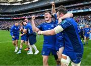 14 June 2025; Dan Sheehan and Jack Conan of Leinster celebrate after the United Rugby Championship Grand Final match between Leinster and Vodacom Bulls at Croke Park in Dublin. Photo by Brendan Moran/Sportsfile