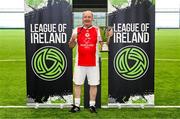 14 June 2025; Matt Culle of St Patrick's Athletic celebrates with the cup after the League of Ireland Walking Football Festival at the National Indoor Arena on the Sport Ireland Campus in Dublin. Photo by Stephen McCarthy/Sportsfile