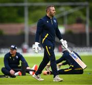 15 June 2025; Ross Adair of Ireland before match three of the T20 International Series between Ireland and the West Indies at Bready Cricket Club in Magheramason, Tyrone. Photo by Ramsey Cardy/Sportsfile