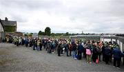 15 June 2025; Spectators wait to enter the stadium before the GAA Football All-Ireland Senior Championship Round 3 match between Donegal and Mayo at King & Moffatt Dr Hyde Park in Roscommon. Photo by Seb Daly/Sportsfile