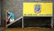 15 June 2025; A Mayo supporter waits to enter the stadium before the GAA Football All-Ireland Senior Championship Round 3 match between Donegal and Mayo at King & Moffatt Dr Hyde Park in Roscommon. Photo by Seb Daly/Sportsfile