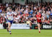 15 June 2025; Mícheál McCarville of Monaghan on his way to scoring a point during the GAA Football All-Ireland Senior Championship Round 3 match between Monaghan and Down at BOX-IT Athletic Grounds in Armagh. Photo by Thomas Flinkow/Sportsfile