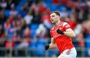 15 June 2025; Sam Mulroy of Louth celebrates after scoring his side's first goal during the GAA Football All-Ireland Senior Championship Round 3 match between Louth and Clare at Laois Hire O'Moore Park in Portlaoise, Laois. Photo by Shauna Clinton/Sportsfile