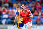 15 June 2025; Sam Mulroy of Louth celebrates after scoring his side's first goal during the GAA Football All-Ireland Senior Championship Round 3 match between Louth and Clare at Laois Hire O'Moore Park in Portlaoise, Laois. Photo by Shauna Clinton/Sportsfile