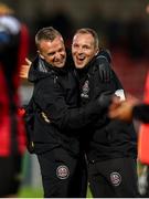 13 June 2025; Bohemians first team coach Derek Pender and physiotherapist Danny Miller after the SSE Airtricity Men's Premier Division match between Cork City and Bohemians at Turner's Cross in Cork. Photo by Michael P Ryan/Sportsfile