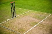 15 June 2025; A view of the wickets before match three of the T20 International Series between Ireland and the West Indies at Bready Cricket Club in Magheramason, Tyrone. Photo by Ramsey Cardy/Sportsfile