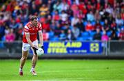 15 June 2025; Sam Mulroy of Louth prepares to kick a free during the GAA Football All-Ireland Senior Championship Round 3 match between Louth and Clare at Laois Hire O'Moore Park in Portlaoise, Laois. Photo by Shauna Clinton/Sportsfile