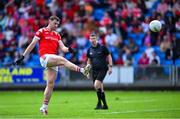 15 June 2025; Sam Mulroy of Louth kicks a free during the GAA Football All-Ireland Senior Championship Round 3 match between Louth and Clare at Laois Hire O'Moore Park in Portlaoise, Laois. Photo by Shauna Clinton/Sportsfile