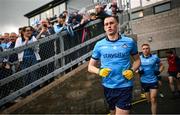 14 June 2025; Peadar Ó Cofaigh Byrne of Dublin walks out for the second half of the GAA Football All-Ireland Senior Championship Round 3 match between Dublin and Derry at Páirc Esler in Newry, Down. Photo by Ramsey Cardy/Sportsfile