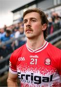 14 June 2025; Anton Tohill of Derry walks out for the second half of the GAA Football All-Ireland Senior Championship Round 3 match between Dublin and Derry at Páirc Esler in Newry, Down. Photo by Ramsey Cardy/Sportsfile