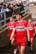 14 June 2025; Paul Cassidy of Derry walks out for the second half of the GAA Football All-Ireland Senior Championship Round 3 match between Dublin and Derry at Páirc Esler in Newry, Down. Photo by Ramsey Cardy/Sportsfile