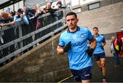 14 June 2025; Niall Scully of Dublin walks out for the second half of the GAA Football All-Ireland Senior Championship Round 3 match between Dublin and Derry at Páirc Esler in Newry, Down. Photo by Ramsey Cardy/Sportsfile