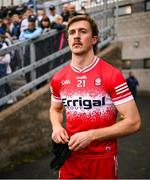 14 June 2025; Anton Tohill of Derry walks out for the second half of the GAA Football All-Ireland Senior Championship Round 3 match between Dublin and Derry at Páirc Esler in Newry, Down. Photo by Ramsey Cardy/Sportsfile