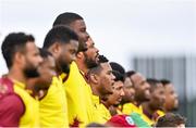 15 June 2025; The West Indies team before match three of the T20 International Series between Ireland and the West Indies at Bready Cricket Club in Magheramason, Tyrone. Photo by Ramsey Cardy/Sportsfile