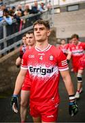 14 June 2025; Patick McGurk of Derry walks out for the second half of the GAA Football All-Ireland Senior Championship Round 3 match between Dublin and Derry at Páirc Esler in Newry, Down. Photo by Ramsey Cardy/Sportsfile
