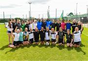 15 June 2025; Waterford FC ladies team players, Stephanie and Hillary Dumevi with participants during the Honouring Every Woman event at Graun Park in Tramore AFC, Waterford. Photo by Matt Browne/Sportsfile