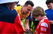 15 June 2025; Tommy Durnin of Louth with supporters after the GAA Football All-Ireland Senior Championship Round 3 match between Louth and Clare at Laois Hire O'Moore Park in Portlaoise, Laois. Photo by Shauna Clinton/Sportsfile