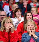 15 June 2025; Louth supporters react during the GAA Football All-Ireland Senior Championship Round 3 match between Louth and Clare at Laois Hire O'Moore Park in Portlaoise, Laois. Photo by Shauna Clinton/Sportsfile
