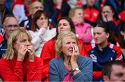 15 June 2025; Louth supporters react during the GAA Football All-Ireland Senior Championship Round 3 match between Louth and Clare at Laois Hire O'Moore Park in Portlaoise, Laois. Photo by Shauna Clinton/Sportsfile
