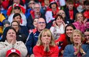 15 June 2025; Louth supporters react during the GAA Football All-Ireland Senior Championship Round 3 match between Louth and Clare at Laois Hire O'Moore Park in Portlaoise, Laois. Photo by Shauna Clinton/Sportsfile