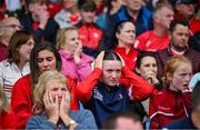 15 June 2025; Louth supporters react during the GAA Football All-Ireland Senior Championship Round 3 match between Louth and Clare at Laois Hire O'Moore Park in Portlaoise, Laois. Photo by Shauna Clinton/Sportsfile
