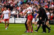 15 June 2025; Michael McKernan of Tyrone leaves the pitch with an injury during the GAA Football All-Ireland Senior Championship Round 3 match between Tyrone and Cavan at Brewster Park in Enniskillen, Fermanagh. Photo by Ben McShane/Sportsfile