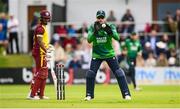 15 June 2025; Ireland wicketkeeper Lorcan Tucker during match three of the T20 International Series between Ireland and the West Indies at Bready Cricket Club in Magheramason, Tyrone. Photo by Ramsey Cardy/Sportsfile