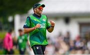 15 June 2025; Liam McCarthy of Ireland during match three of the T20 International Series between Ireland and the West Indies at Bready Cricket Club in Magheramason, Tyrone. Photo by Ramsey Cardy/Sportsfile
