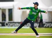 15 June 2025; George Dockrell of Ireland during match three of the T20 International Series between Ireland and the West Indies at Bready Cricket Club in Magheramason, Tyrone. Photo by Ramsey Cardy/Sportsfile