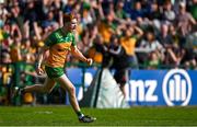 15 June 2025; Ciaran Moore of Donegal celebrates after kicking his side's winning point after the full time buzzer during the GAA Football All-Ireland Senior Championship Round 3 match between Donegal and Mayo at King & Moffatt Dr Hyde Park in Roscommon. Photo by Seb Daly/Sportsfile