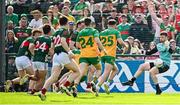 15 June 2025; Donegal goalkeeper Shaun Patton makes a save during the GAA Football All-Ireland Senior Championship Round 3 match between Donegal and Mayo at King & Moffatt Dr Hyde Park in Roscommon. Photo by Seb Daly/Sportsfile