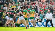 15 June 2025; Donegal goalkeeper Shaun Patton makes a save during the GAA Football All-Ireland Senior Championship Round 3 match between Donegal and Mayo at King & Moffatt Dr Hyde Park in Roscommon. Photo by Seb Daly/Sportsfile