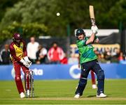 15 June 2025; Ireland batter Mark Adair during match three of the T20 International Series between Ireland and the West Indies at Bready Cricket Club in Magheramason, Tyrone. Photo by Ramsey Cardy/Sportsfile