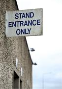 15 June 2025; A sign is seen above the turnstiles before the GAA Football All-Ireland Senior Championship Round 3 match between Louth and Clare at Laois Hire O'Moore Park in Portlaoise, Laois. Photo by Shauna Clinton/Sportsfile
