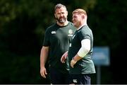 16 June 2025; Head coach Andy Farrell, left, and Tadhg Furlong during the British & Irish Lions rugby squad training at the UCD Bowl in Dublin. Photo by Ramsey Cardy/Sportsfile